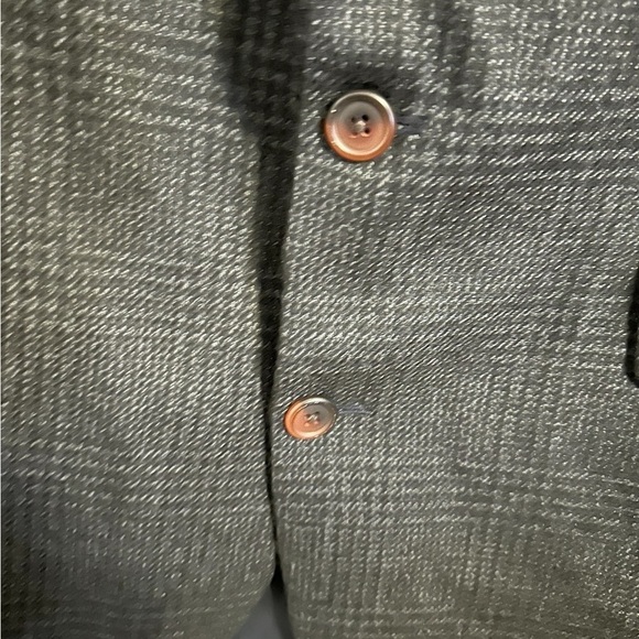 Chaps Ralph Lauren 100% Wool Black Gray Checkered Jacquard Blazer Suit Jacket 42 - Picture 7 of 13